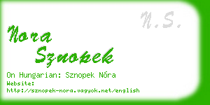 nora sznopek business card